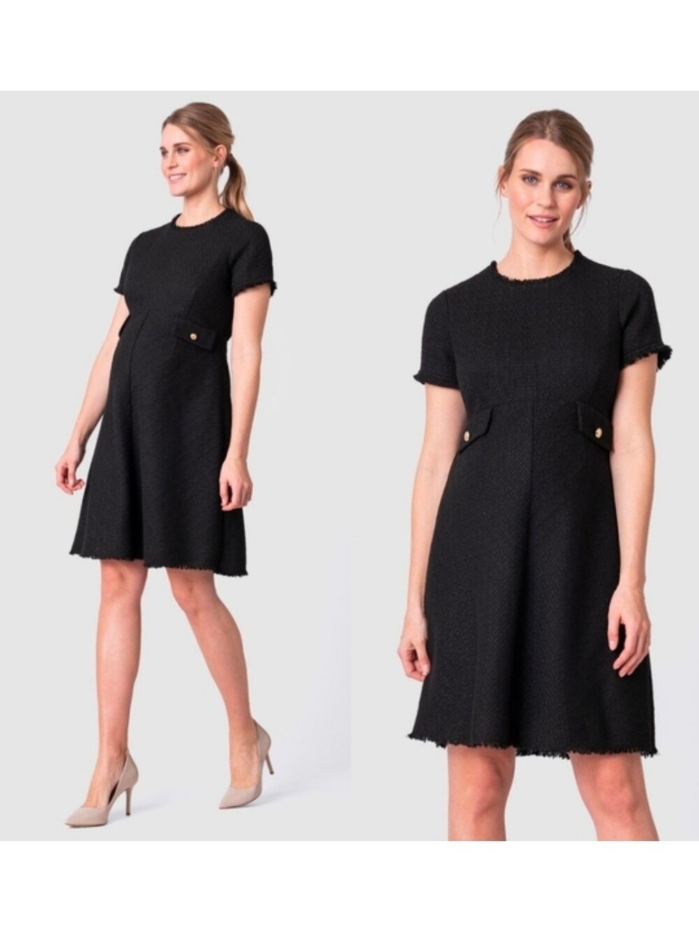 Seraphine Jaelyn Bias Cut Tweed Maternity Dress